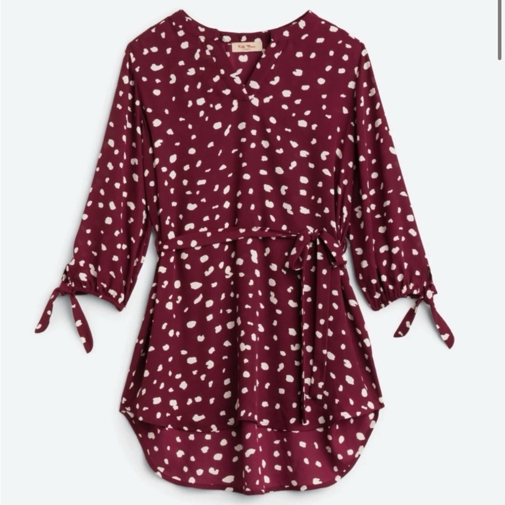 Full moon maternity burgundy Tie Front Blouse size small
